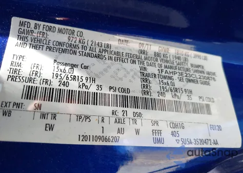 2012 Ford Focus S from USA, damaged, VIN 1FAHP3E23CL230876